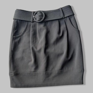 Sandra Angelozzi Black Belted  Mini Tulip Skirt